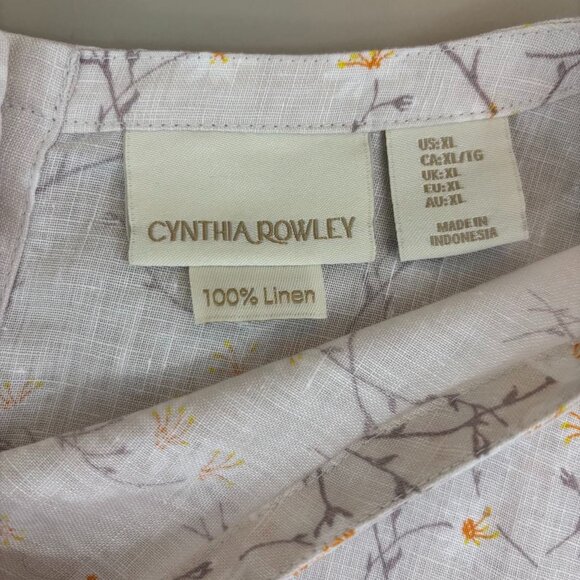 Cynthia Rowley Floral XL Linen Blouse - Picture 4 of 8